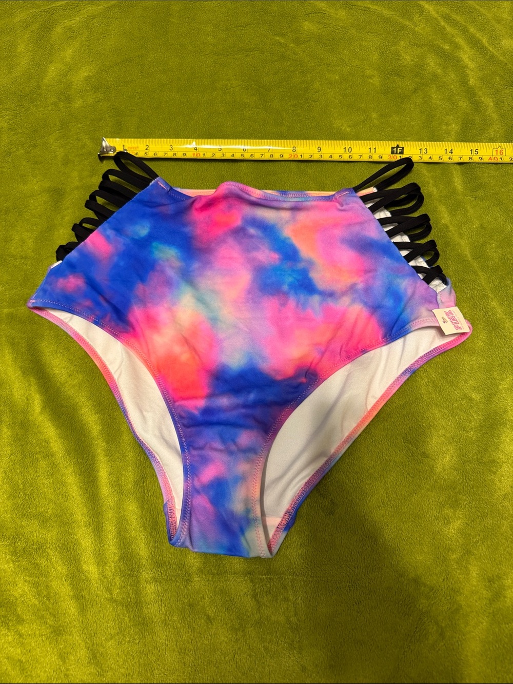 Victoria Secret PINK High-Waist Tie-Dye Bikini Bottom with Strappy Sides Sz L